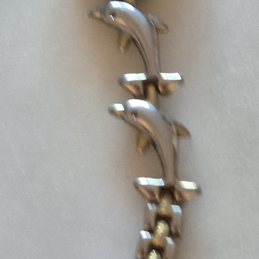 Silver and Gold Dolphin Women's Watch - Picture 5 of 8